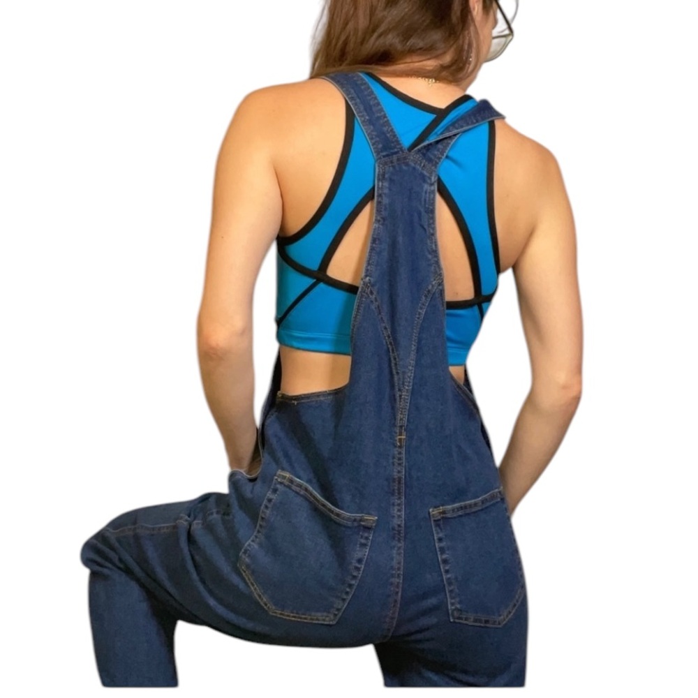 SOLD Reebok Triangle Cut Out Back Sports Bra Blue Sexy - Picture 2 of 15